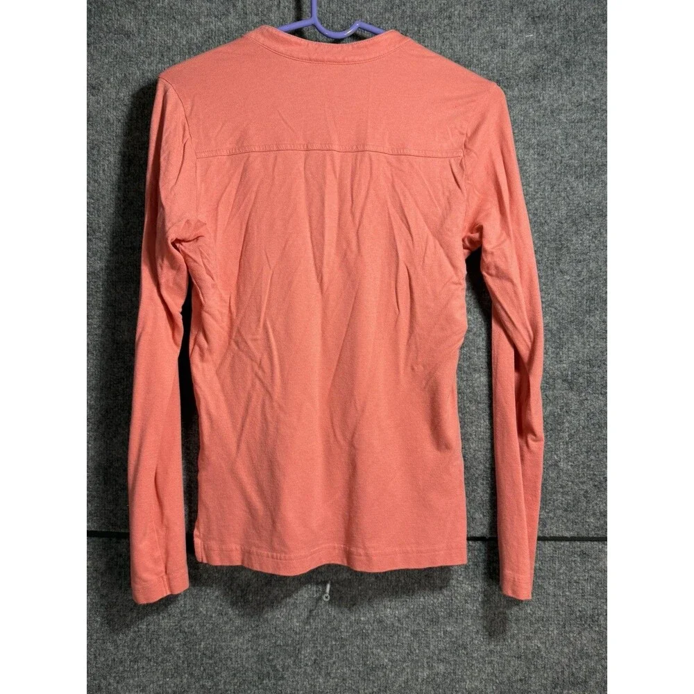 Tory Burch Lidia Long Sleeve Ruffle Polo Shirt Women’s Medium Coral Peach Cotton